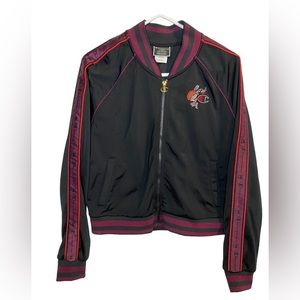 CHAMPION Track Lined Jacket Floral Logo Women's L Black & Purple